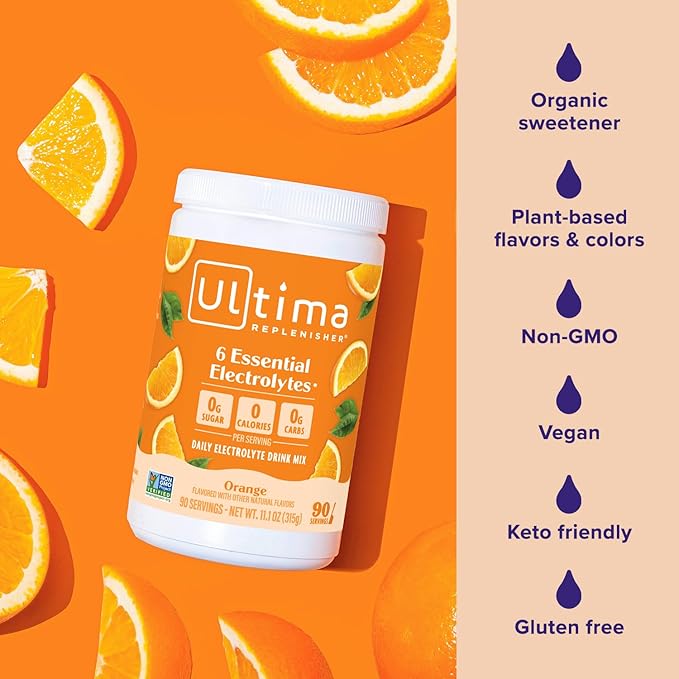 Ultima Replenisher Daily Electrolyte Powder Drink Mix ??Sugar Free ??Orange, 90 Servings