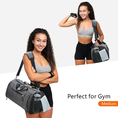TOPDesign Gym Bag for Women & Men, Unisex Duffel Bag with Shoe Compartment & Wet Pocket for Travel