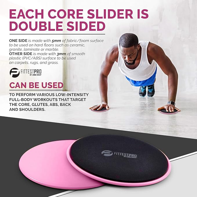 Core Sliders for Working Out - Exercise Sliders Fitness, Stability, Ab, Legs & Full Body (Set of 2)