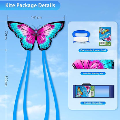 Butterfly Kites for Kids & Adults, Easy to Fly Design with Long Tail for Stability, for Kids Ages