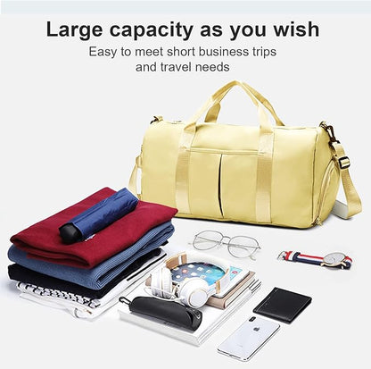 ZGWJ Sports Gym Bag with Wet Pocket & Shoes Compartment, Waterproof Shoulder Weekender Bag for
