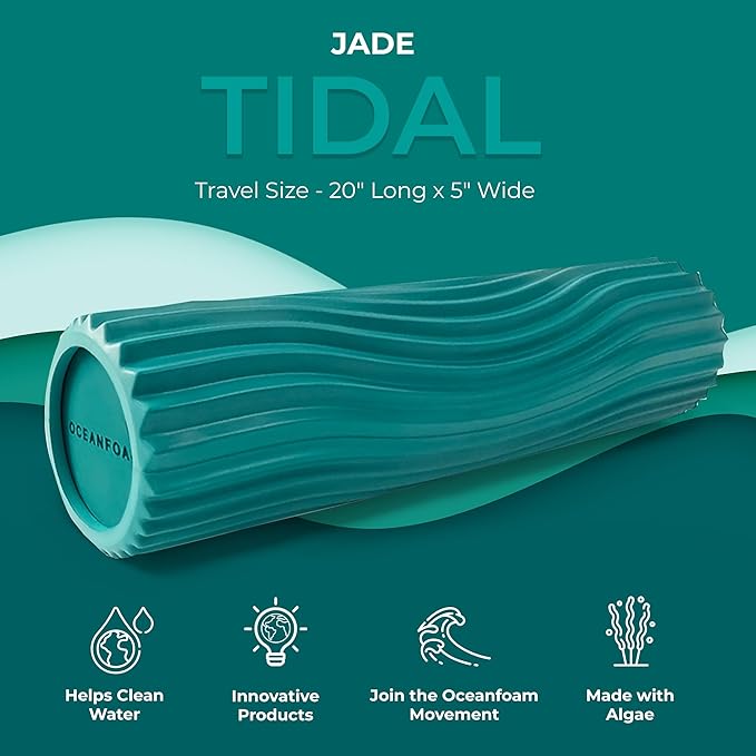 Oceanfoam Tidal Roller - Jade - Muscle Massage Foam Roller for Back Pain & Stretching - Firm and