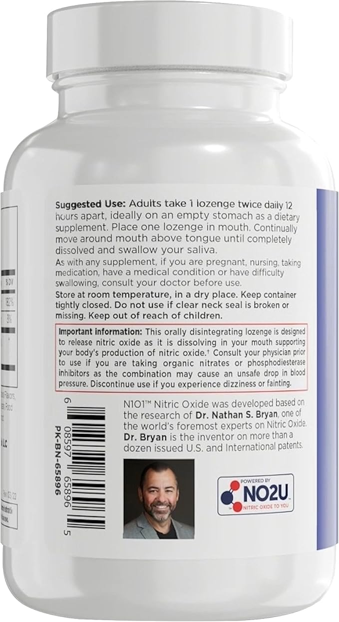 Nitric Oxide Lozenges - 60 Count - Nitric Oxide Supplement for Heart Health, Circulation, Energy
