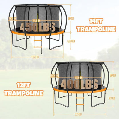 Trampoline 8FT 10FT 12FT 14FT 16FT, Outdoor Trampolines for Kids and Adults, Recreational