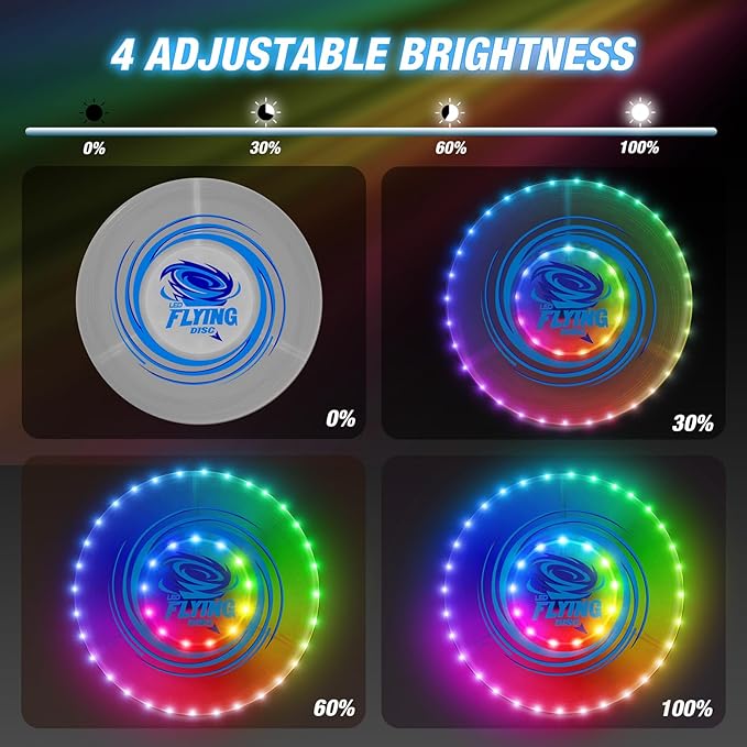 2 Pack Light up Flying Discs for Kids, Rechargeable Disc with 45 LEDs, 14 Lighting Modes(10") &