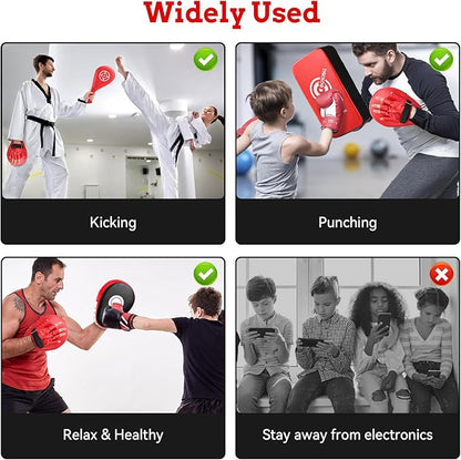 Punching Mitts Kick Pack Set, Boxing Pads Curved Focus Punching Mitts Kickboxing Striking Target