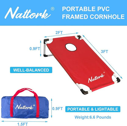 Portable Cornhole Set with 2 Collapsible Cornhole Boards, 8 Cornhole Bean Bags and Carrying Case