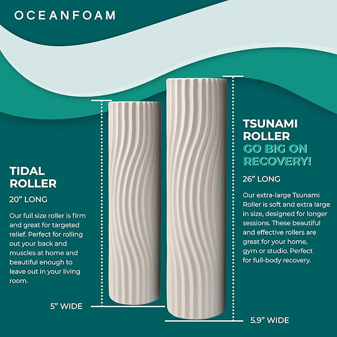 Oceanfoam Tsunami Roller (Natural) - Soft, Textured Foam Roller for Physical Therapy, Back Pain