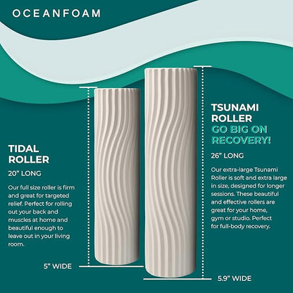 Oceanfoam Tsunami Roller (Natural) - Soft, Textured Foam Roller for Physical Therapy, Back Pain