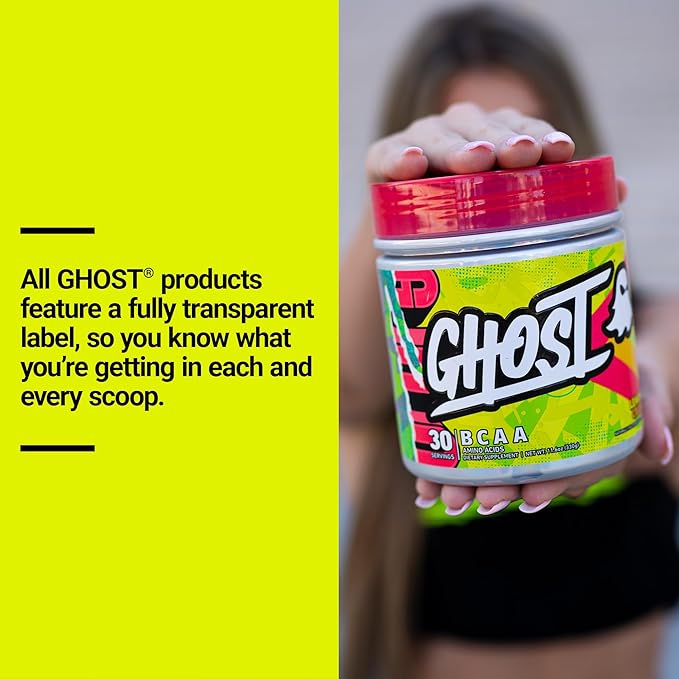 GHOST BCAA Powder Amino Acids Supplement, Lemon Crush - 30 Servings - Sugar-Free Intra, Post & Pre