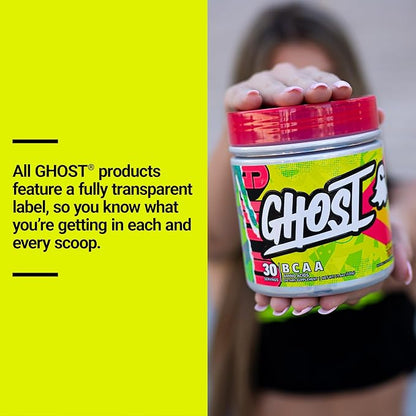 GHOST BCAA Powder Amino Acids Supplement, Lemon Crush - 30 Servings - Sugar-Free Intra, Post & Pre