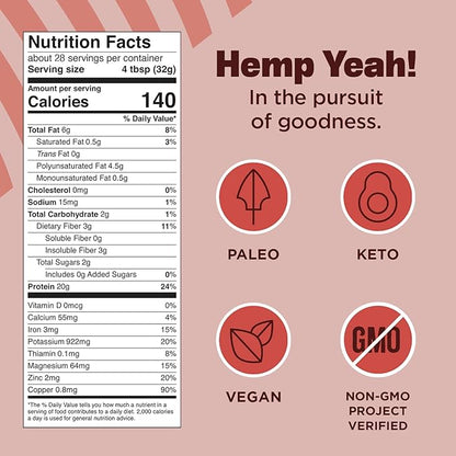 Manitoba Harvest Hemp Yeah Organic Max Protein Powder, Unsweetened, 32oz, with 20g Protein and 4.5g