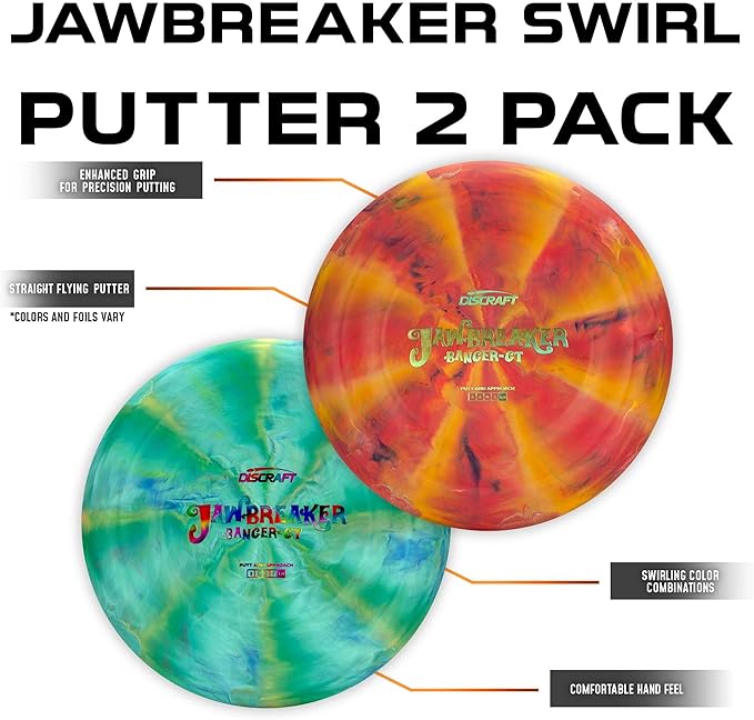 Discraft Jawbreaker Banger GT 2-Pack | Premium Putter Set in Updated Jawbreaker Plastic - Varied