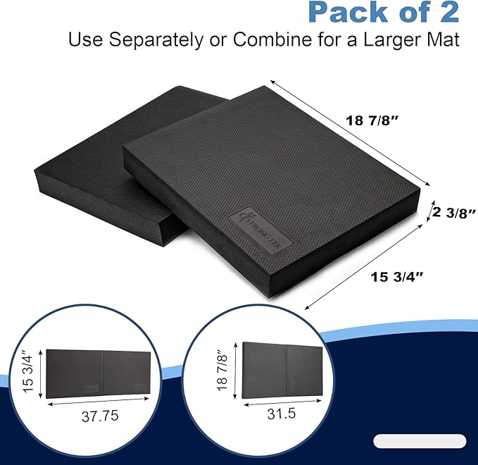 StrongTek Extra Wide Foam Balance Pad for Physical Therapy, 19" X 15.8" X 2.4", High-Density TPE