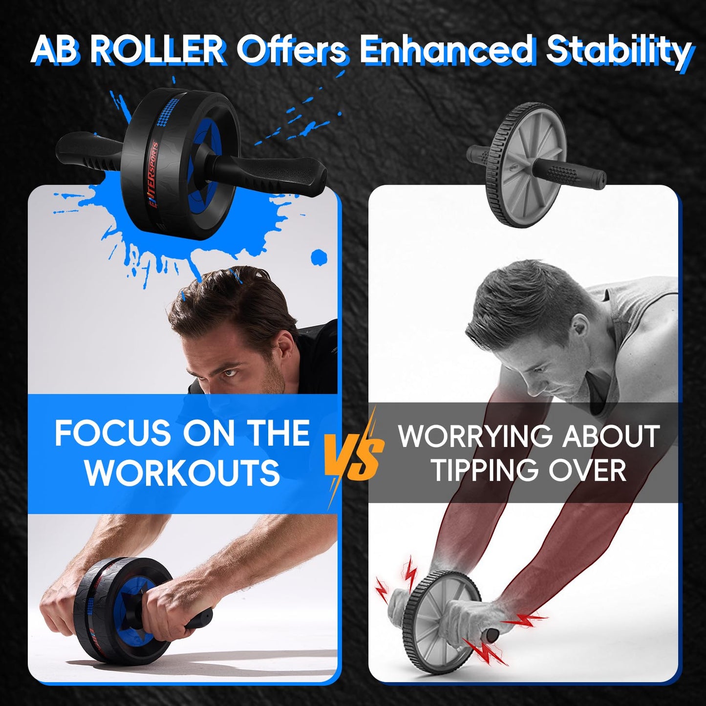 Ab Roller Wheel for Abs Workout - Abdominal Exercise Equipment with 2 Knee Pads for Home Gym, Core