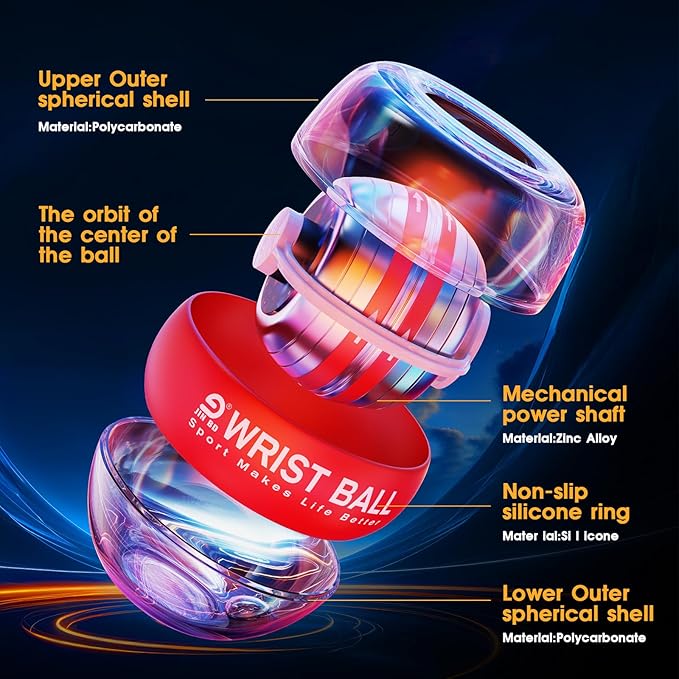 Wrist Trainer Ball Auto-Start Gyroscopic Forearm Exerciser Gyro Ball for Strengthen Arms, Fingers