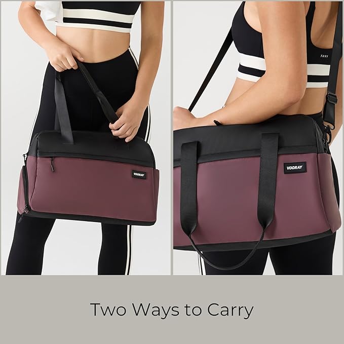 Vooray 25L Trainer Duffel Bag Rose ??Lightweight Travel Duffel for Women and Men with Shoe Pocket