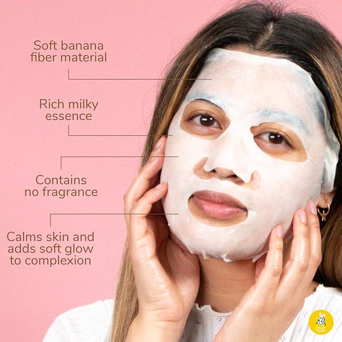 FACETORY K Beauty Face Mask Skin Care - OATS MY BANANAS CALMING Sheet Mask with Oat Extract | Milky