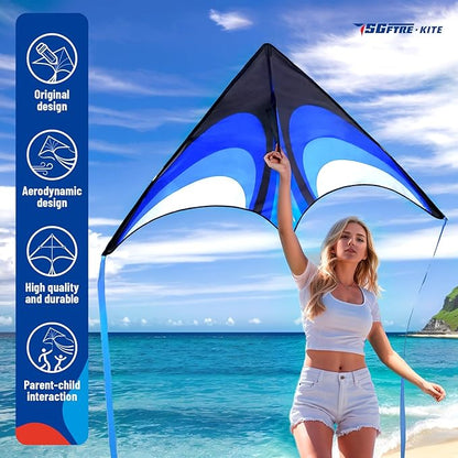 Red Green Blue Three Piece Large Delta Kite,Extremely Easy to Launch for Beginners,Kites for Kids