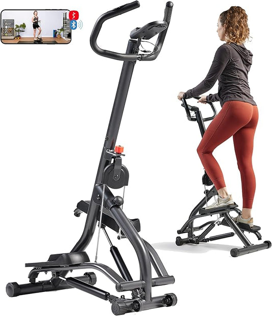 Sunny Health & Fitness Stair Stepper w/Handlebar, Extended Step Range Climber Machine for Legs