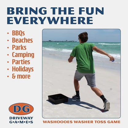 Driveway Games All Weather Washoos Washer Toss Game Set - Portable Outdoor Lawn Games for Adults
