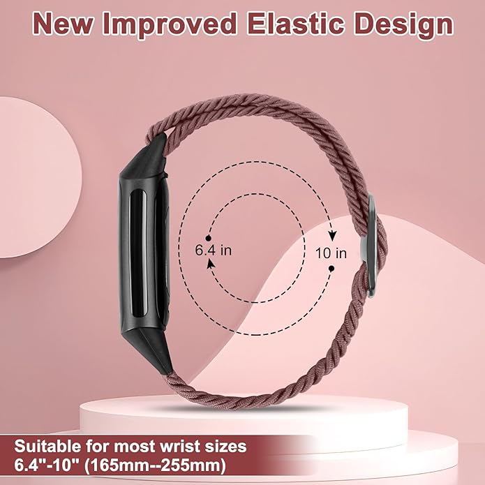 Braided Band Compatible with Fitbit Charge 6/Fitbit Charge 5, Soft Nylon Solo Loop Adjustable