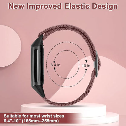 Braided Band Compatible with Fitbit Charge 6/Fitbit Charge 5, Soft Nylon Solo Loop Adjustable