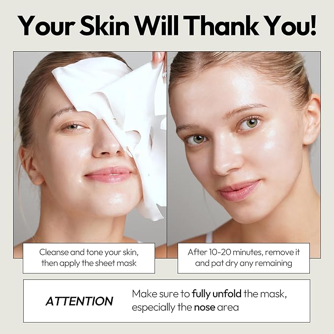 LAPCOS Milk Sheet Mask, Moisturizing Daily Face Mask to Replenish and Restore Dry Skin, Korean
