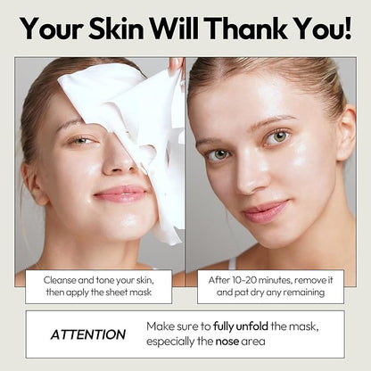 LAPCOS Milk Sheet Mask, Moisturizing Daily Face Mask to Replenish and Restore Dry Skin, Korean