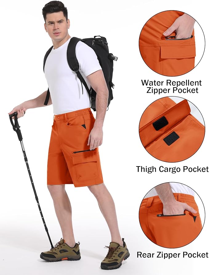 CRYSULLY Men's Hiking Cargo Shorts Outdoor Summer Lightweight Quick Dry Work Casual Shorts with 5