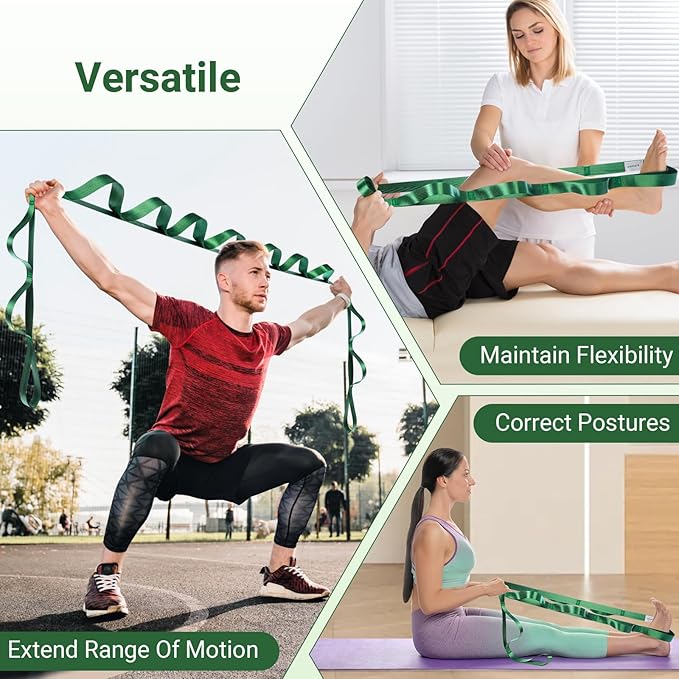 Stretch Strap With Loops For Physical Therapy, Yoga Straps For Stretching With Loops, Non-elastic