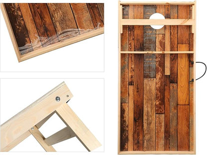 Solid Wood Premium Corn Hole Outdoor Game Set, 2 Regulation and Waterproof Cornhole Game Boards