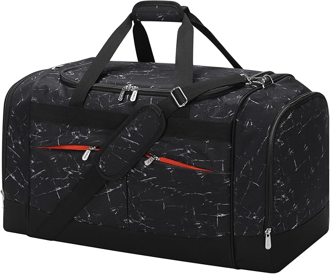 24 inch Large Gym Bag for Men - 65L Hard Bottom Duffle Bag with Shoes Compartment for Sport/Travel