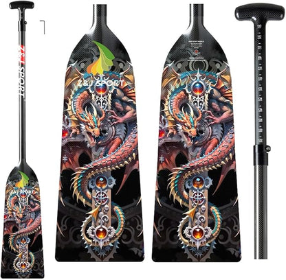 Z&J SPORT Adjustable Dragon Boat Paddle, IDBF Approved Carbon Fiber Paddle, Dragon Graphic Paddle