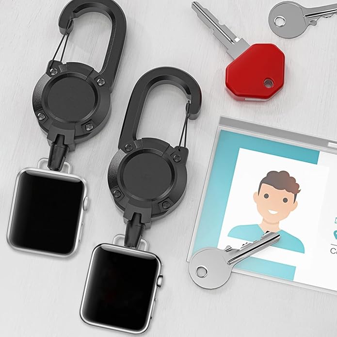 Badge Holder Retractable Clip Compatible with Apple Watch Band Series 10, Ultra 2, SE, 8 7 6 5 4 3