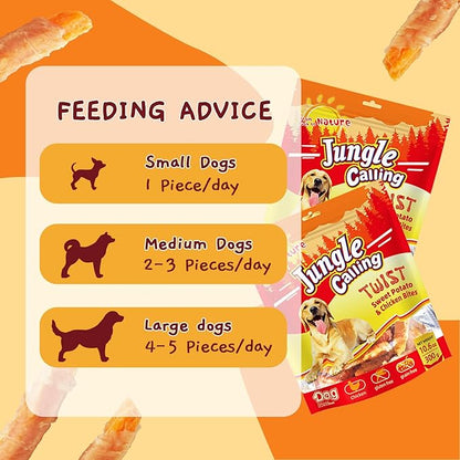 Jungle Calling Dog Treats, Skinless Chicken Wrapped Sweet Potato, Gluten and Grain Free, Chewy Dog