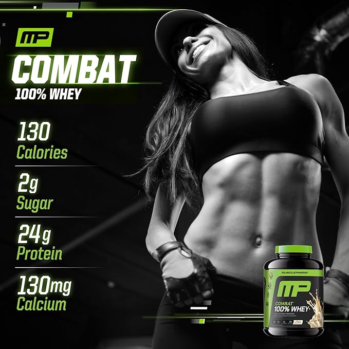MusclePharm Combat 100% Whey Protein Powder, Vanilla Flavor, Fast Recovery & Muscle Gain with Whey