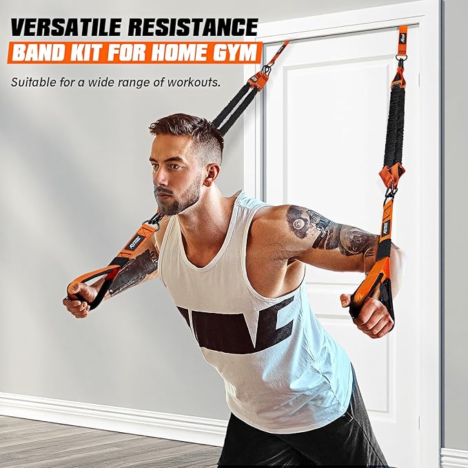Resistance Bands, Exercise Bands with Handles, Door Anchor, Heavy-Duty Tricep Workout Equipment for