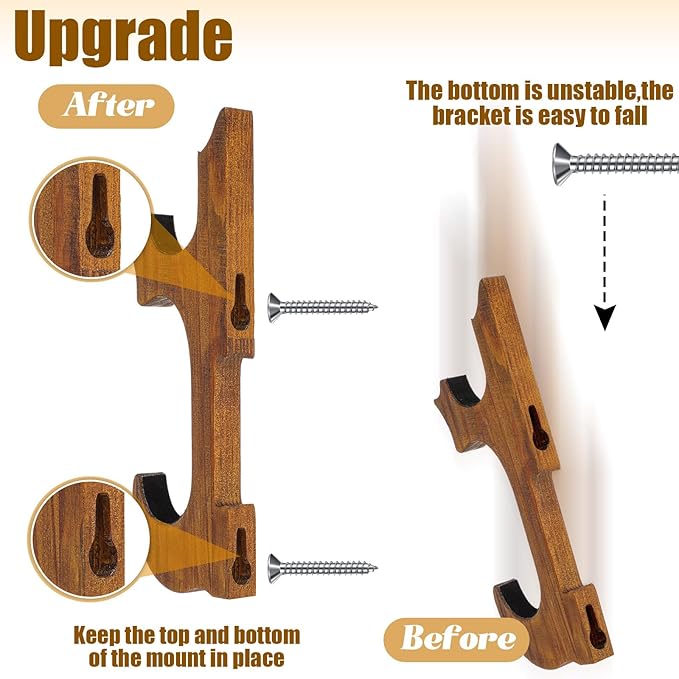 Chunful 2 Pcs Sword Wall Mount Sword Holder Katana Stand 1 Tier Hanger Adjustable Wooden Mounts for