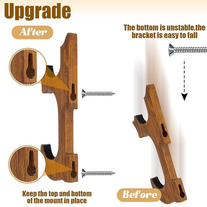 Chunful 2 Pcs Sword Wall Mount Sword Holder Katana Stand 1 Tier Hanger Adjustable Wooden Mounts for
