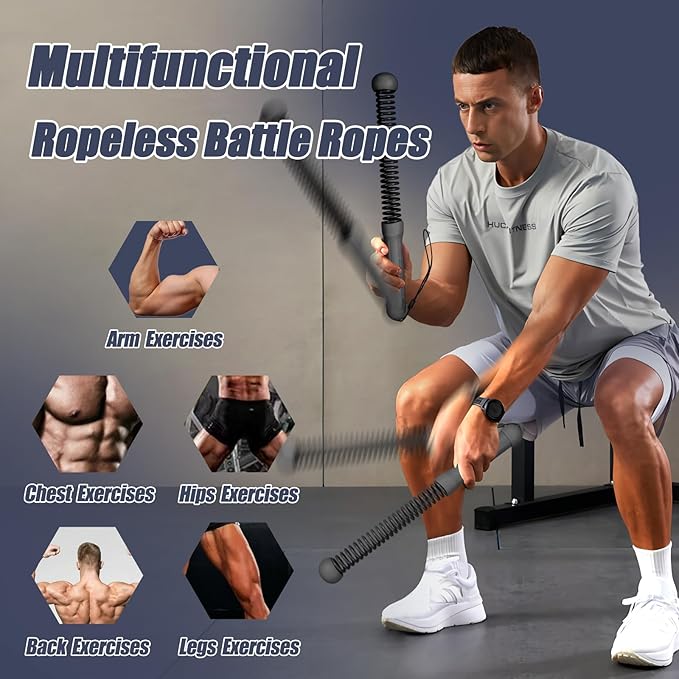 New Upgrade Second-Generation Weighted Ropeless Battle Ropes for Home Gym,Quiet Cordless Training