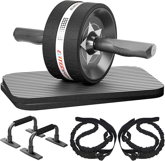 Ab Rollers Wheel Kit, Exercise Wheel Core Strength Training Abdominal Roller Set with Push Up Bars