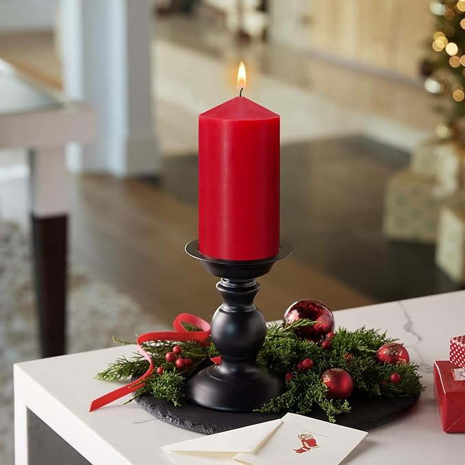 Pillar Candles 3 x 4, 6, and 8 inches, Large Handmade Candles Set of 3, Red Decorative Candles for