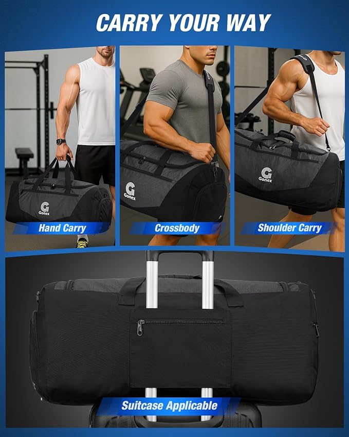 Gonex Gym Duffel Bag with Shoe Compartment Wet Pocket, Large Capacity Sports Duffle Bag for Men