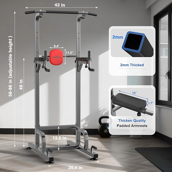 RELIFE REBUILD YOUR LIFE Power Tower Pull Up Bar Station Workout Dip Station for Home Gym Strength