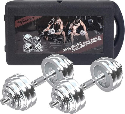 VIVITORY Fitness Dumbbells Set, Adjustable Weight Sets up to 11/22/44/66/110 lbs, with Metal
