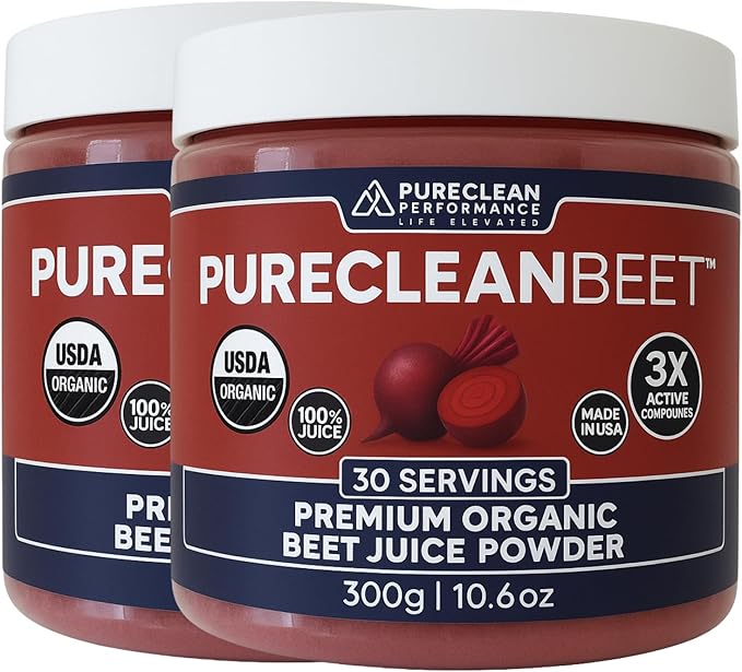 PureClean Organic Beet Juice Powder - Nitric Oxide Supplement - 100% USA Grown Beets - Organic Beet