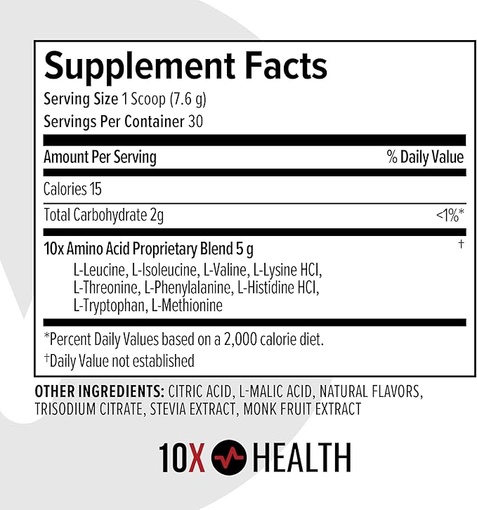 10X Health Amino Blend Pre Workout Powder for Men - Tropical Orange Flavor - EAA & BCAA Powder