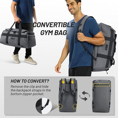 MIER Gym Bag for Men Large Duffel Backpack with Shoe Compartment, 60L Convertible Duffle Bags