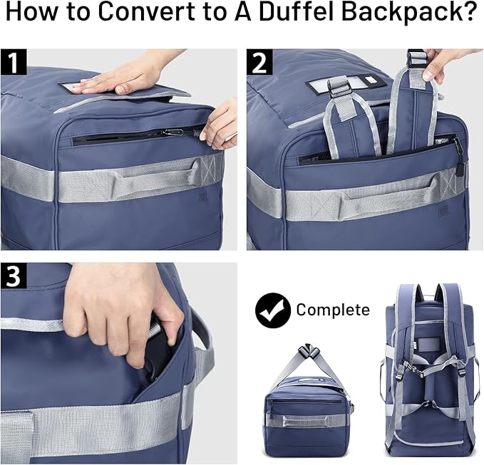 MIER Water Resistant Backpack Duffle Heavy Duty Convertible Duffle Bag with Backpack Straps for
